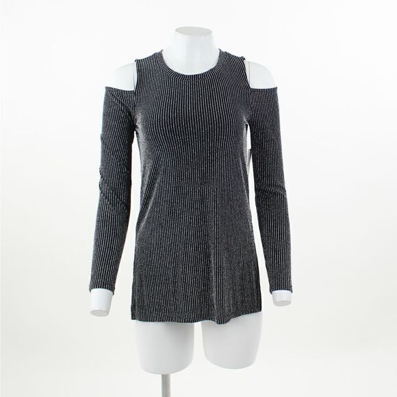 Michael Michael Kors Cold Shoulder Long Sleeve Sparkle Blouse - Picture 1 of 5